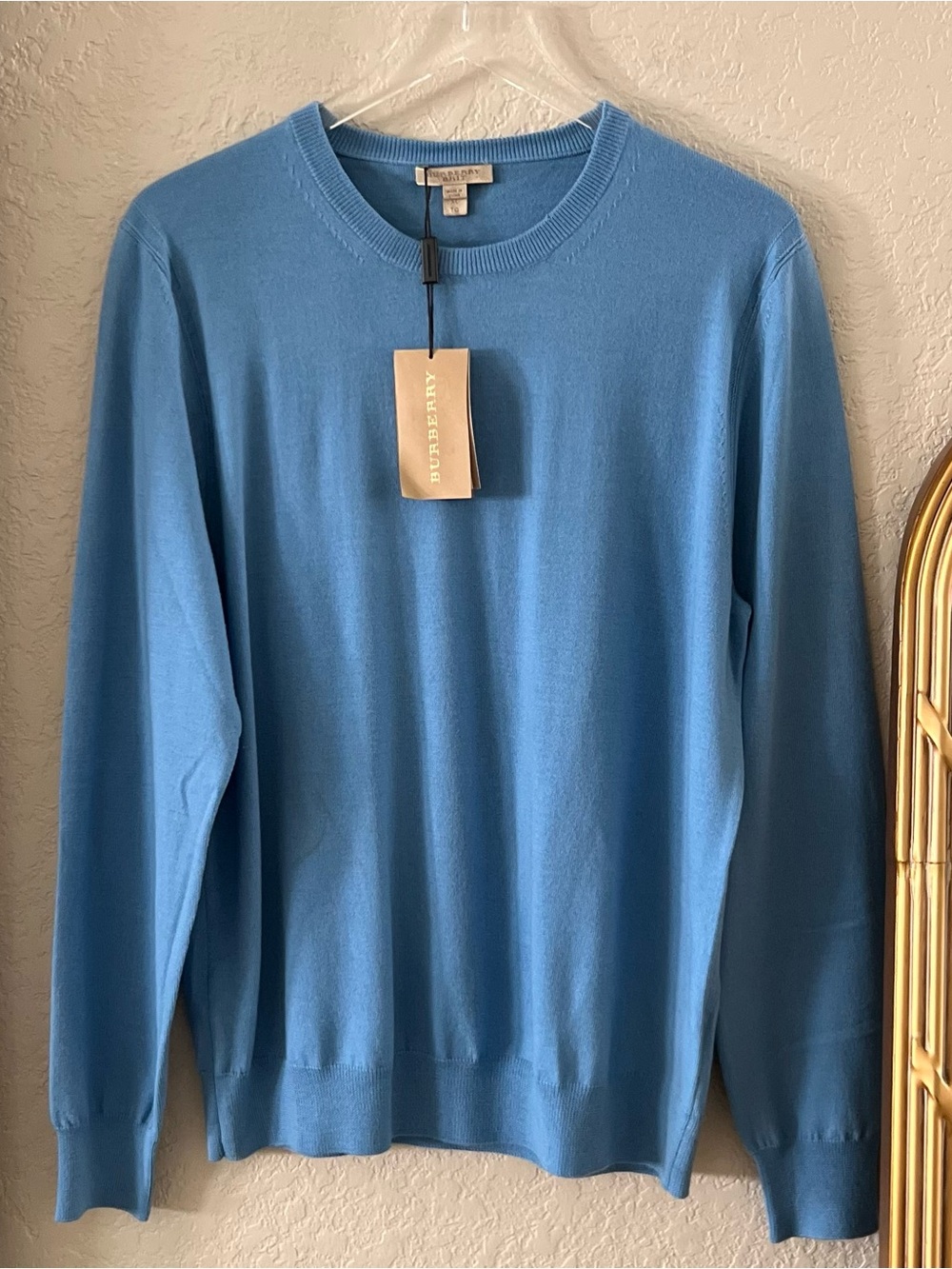 NWT Burberry *FLAWED* Men’s Merino Wool Crewneck Sweater Size XL